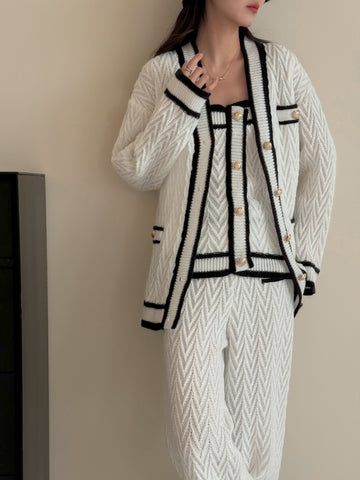 Rio White Zig Zag Three Piece Suit