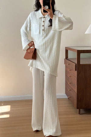 St Orleans Textured white suit with detailed pocket