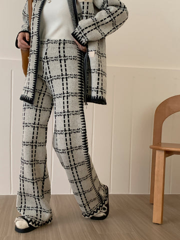 Gigi White Checkered Two Piece Suit