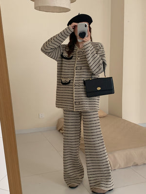 Sibel Grey & Black Stripe Two Piece Suit