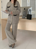 Sibel Grey & Black Stripe Two Piece Suit