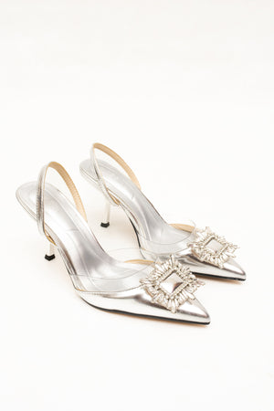 Nisa Silver Crystal Heels