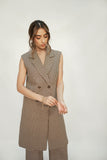 Sofia Tweed Houndstooth Sleeveless Suit