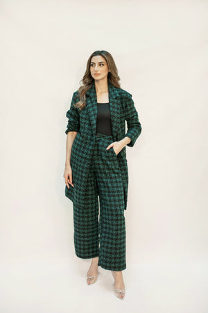 Juliet Green Tweed Checkered Coat Suit