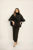 Marya Black Fur Two Piece Suit