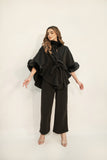 Marya Black Fur Two Piece Suit