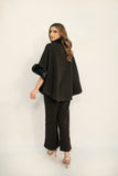 Marya Black Fur Two Piece Suit